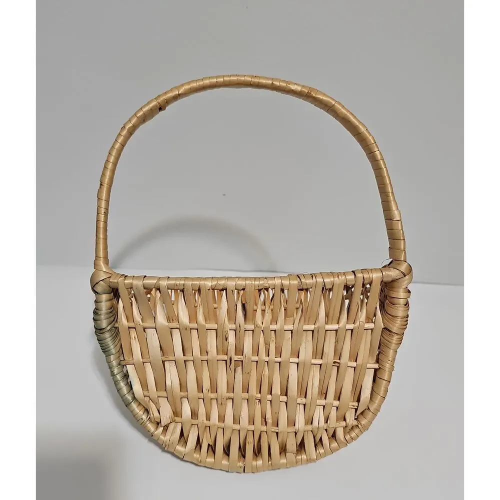 Vintage Woven Hanging Wall Basket Plant Pocket Cottagecore Country Farmhouse